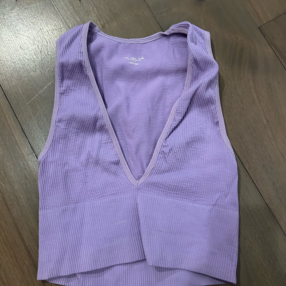 Purple Sleeveless Ribbed Top